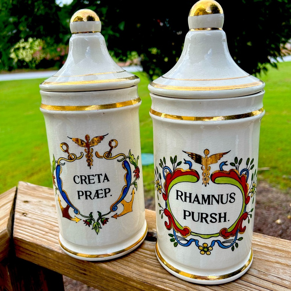 1950’s vintage Pharmacist Apothecary Jars by Jeanne Robinette for Rexall
